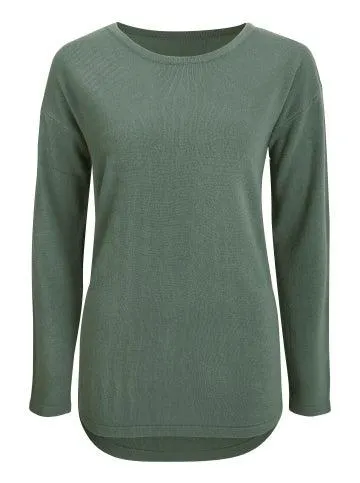 Women's Drop Hem Long Sleeve Super Soft Jumper in Dusty Teal