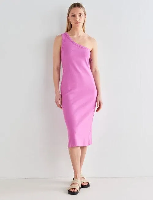Mineral Allie Asymmetric Rib Dress, Lilac