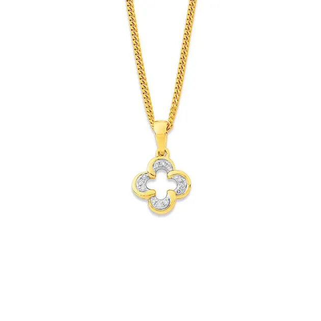 9ct, Diamond Set Clover Pendant