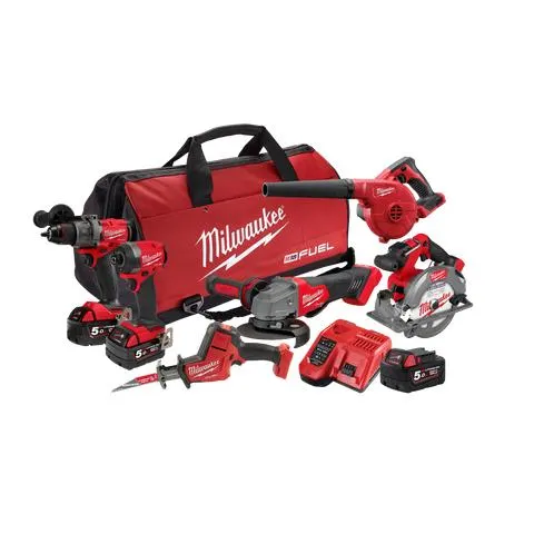 Milwaukee M18 FUEL Cordless Power Pack Brushless 6pc Kit 6A4 18v 5Ah