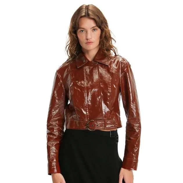Cue Gloss Linen Cropped Jacket