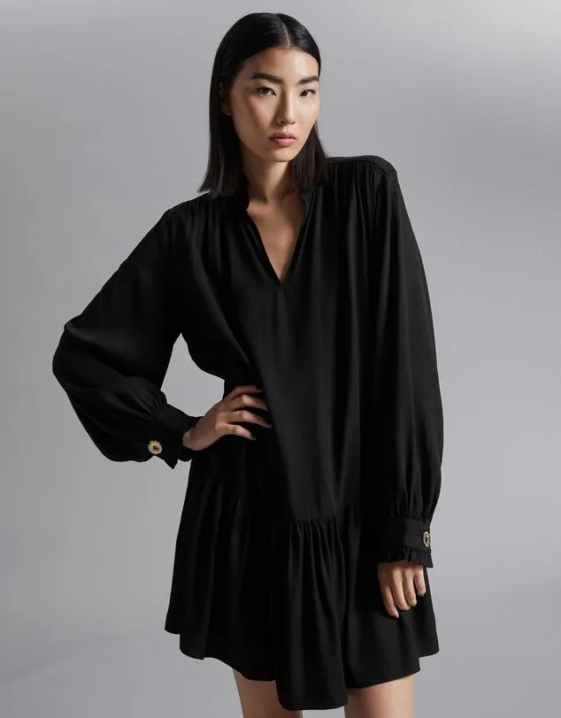 Wide Ruffled Mini Dress