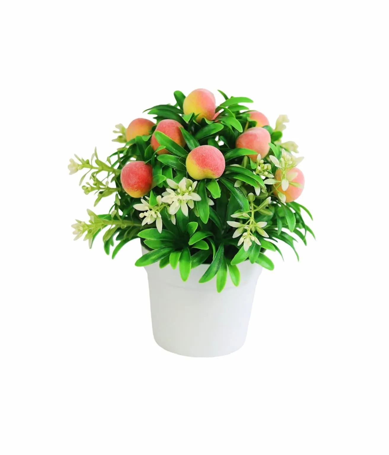 Peach Artificial Plants with White Pot 19cm