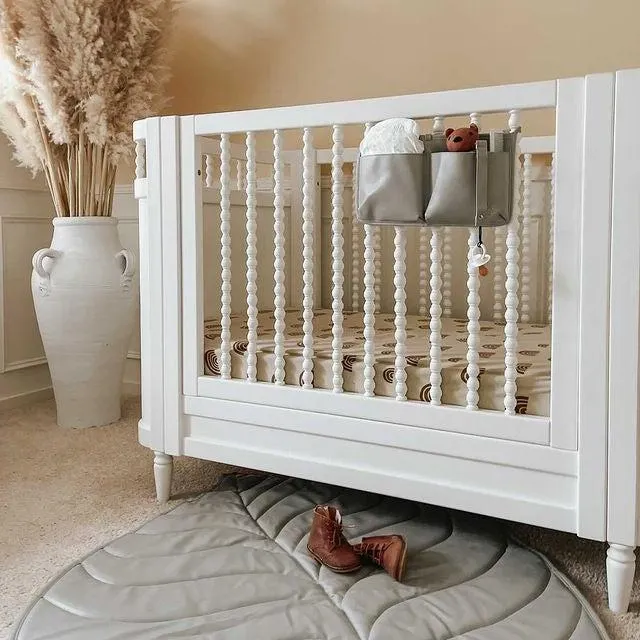 Vegan Leather Cot Organiser - Grey