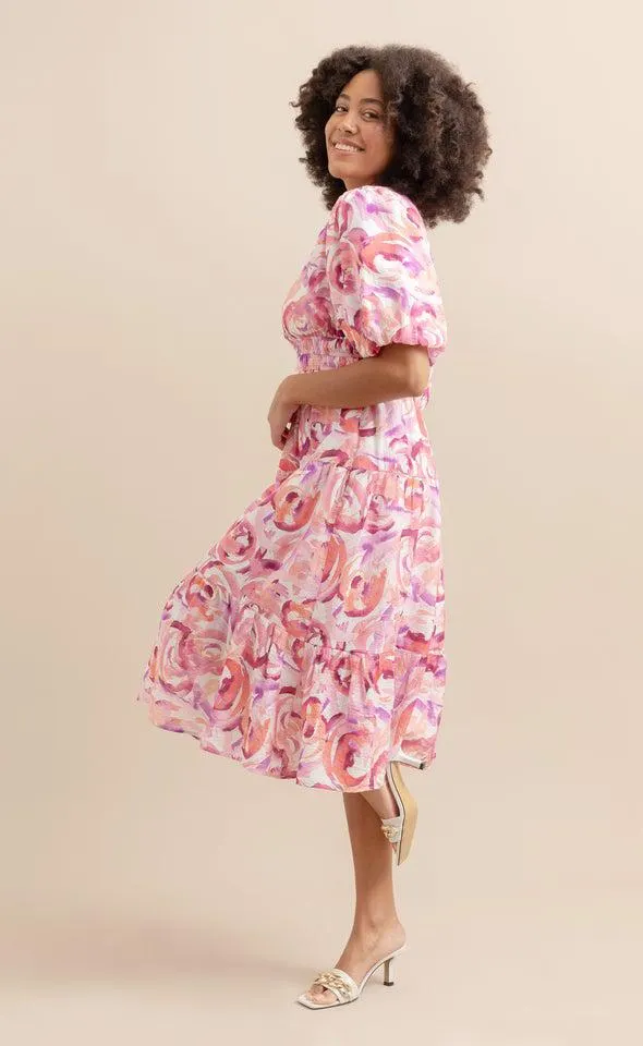 Printed Puff Sleeve Dress