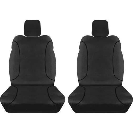 Tradies Canvas Ready Made Seat Covers Front Pair Black suits Hilux