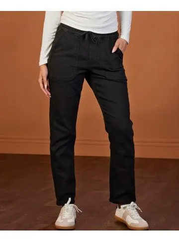 Women's Knitted Denim Jogger in Black