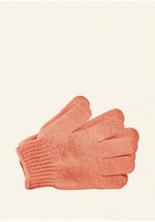 Pink Bath Gloves.