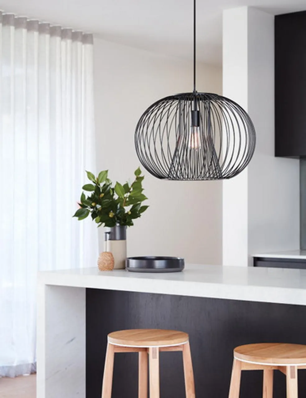 Pheonix 1 Light Pendant Black