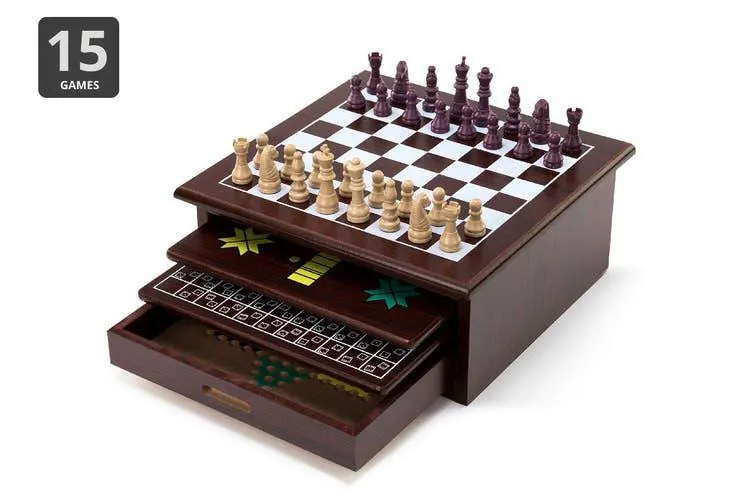 Kogan 15-in-1 Games Board (Dark Brown)