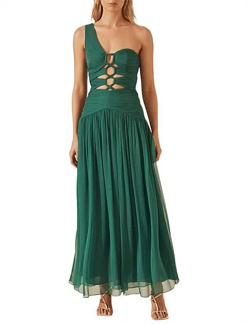 Margot One Shoulder Lace Up Maxi Dress