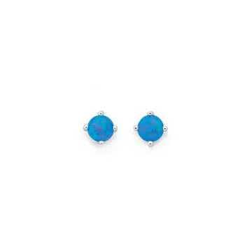 Sterling Silver Created Opal Studs