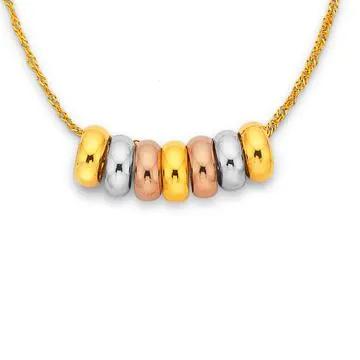 9ct Tri Tone, Lucky Rings on Chain