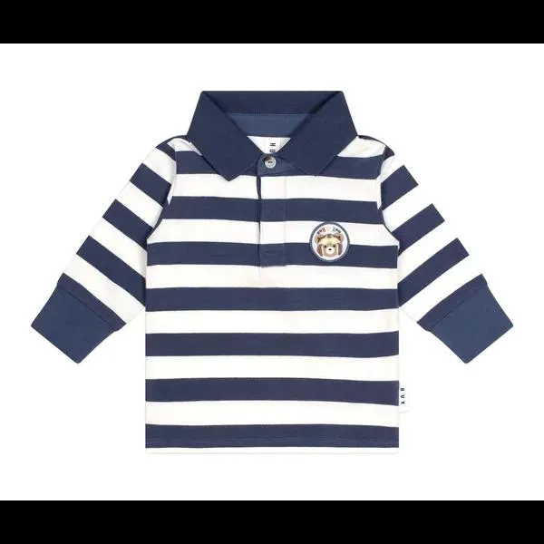 Huxbaby Navy Stripe Longsleeve Polo Top