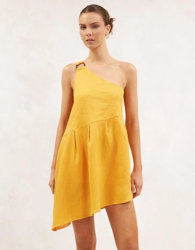 Linen Tortoise Shell Mini Dress