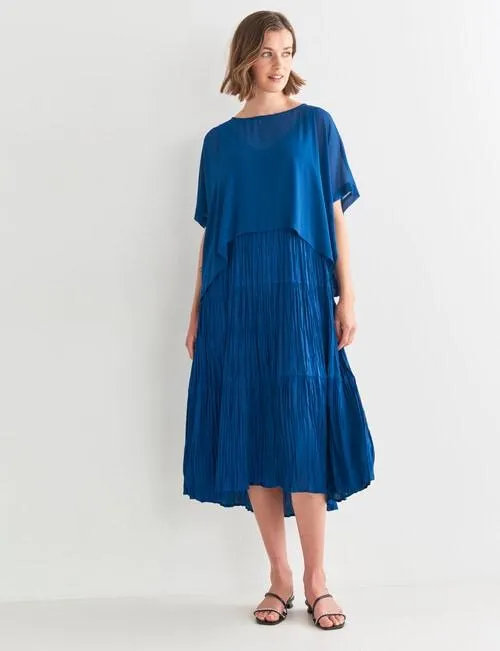 Jigsaw Crinkle Dress & Layering Top, Teal