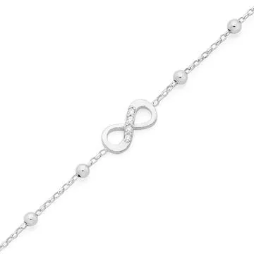 Sterling Silver Cubic Zirconia Infinity Anklet