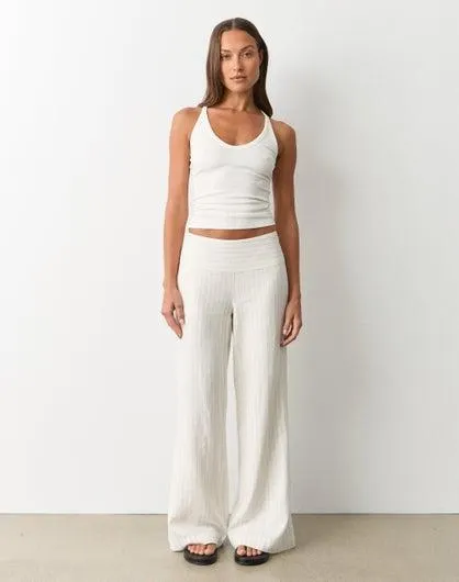 Stripe Low Rise Linen Blend Pant