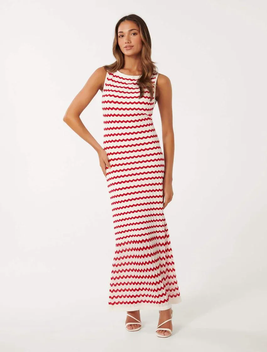 Elora Petite Wave-Stripe Knit Dress