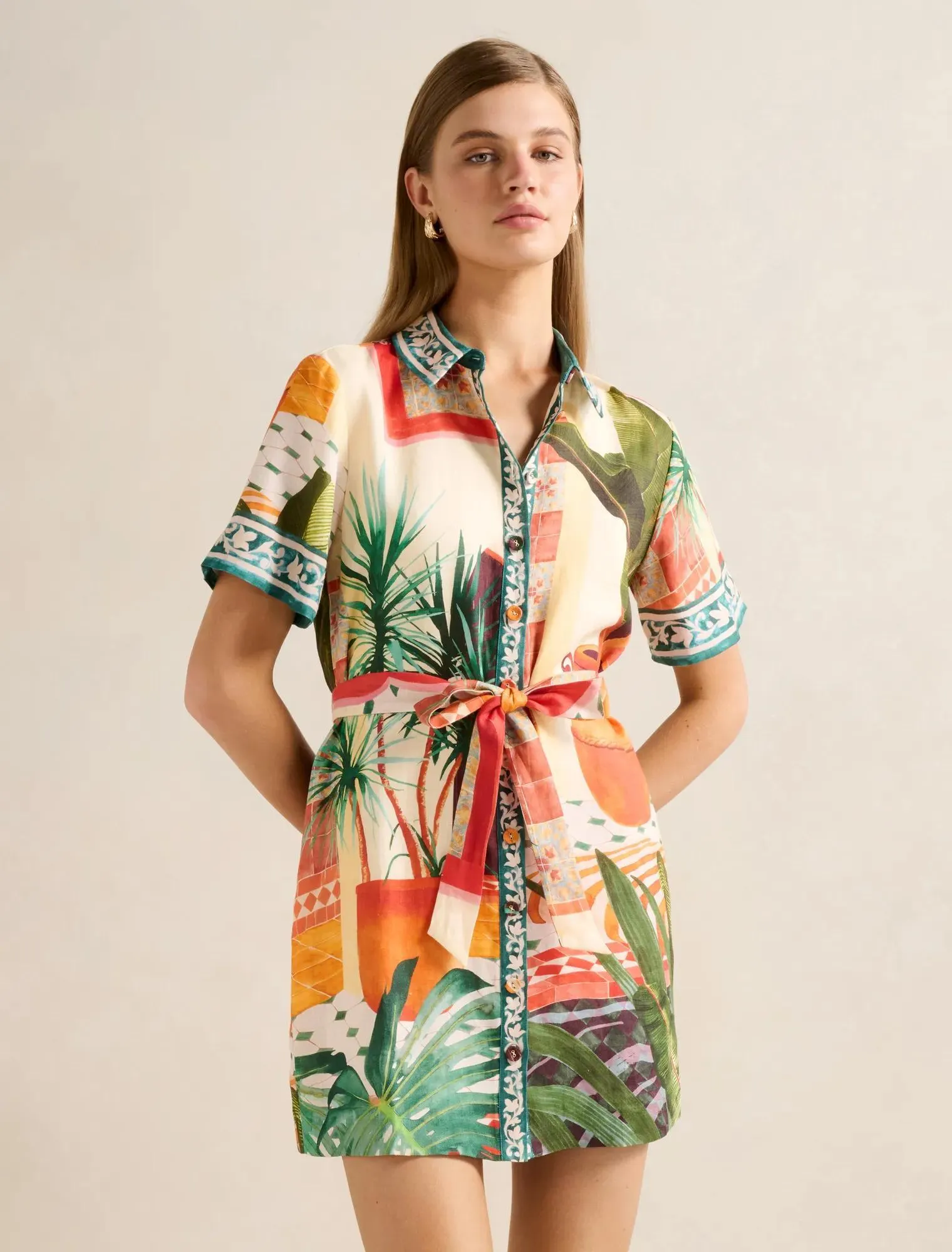 Sabine Printed Shirt Mini Dress