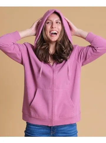 Women's Zip Through Hoodie in Mauve