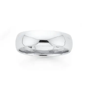 Sterling Silver 6mm Half Round Ring Size W