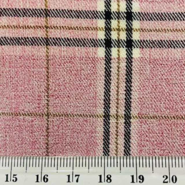 Check Suiting Fabric, Rose Pink Check- 150cm