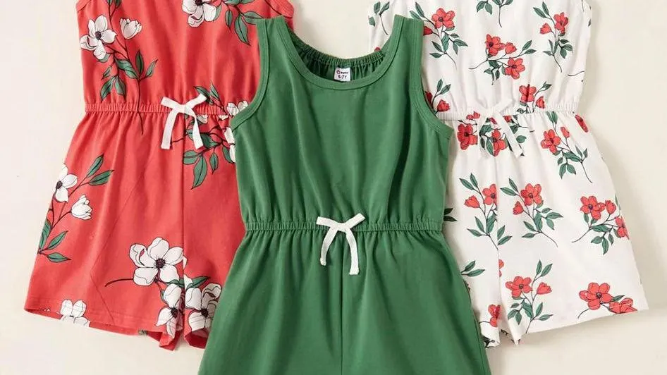 3pcs Girl Floral Print Jumpsuits