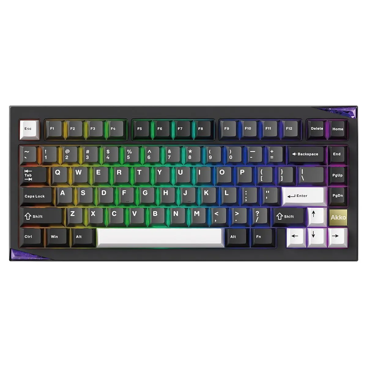 Akko Gem 01 VIA Black and Silver 75% Wireless Mechanical Keyboard - Stellar Rose Switch