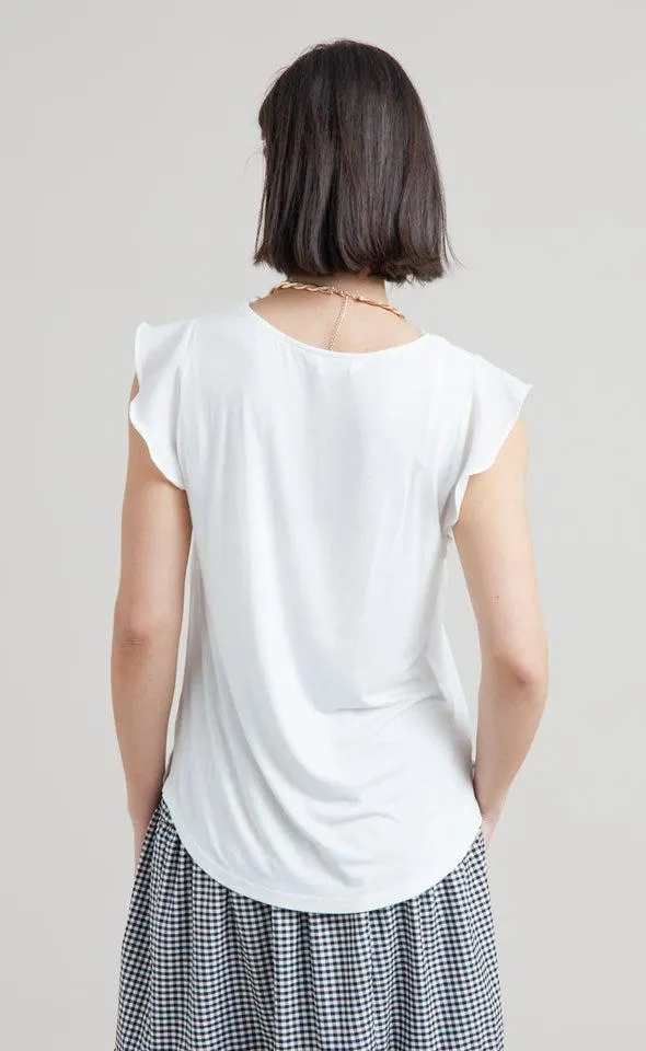 Jersey Back Frill Sleeve Top