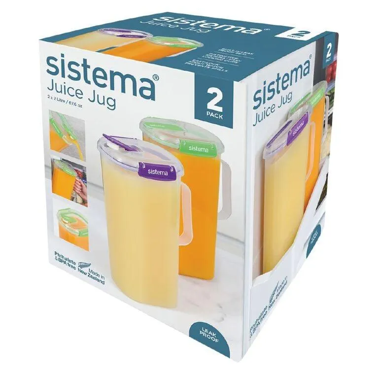Sistema Klip It Plus 2L Juice Jug 2 Pack Assorted