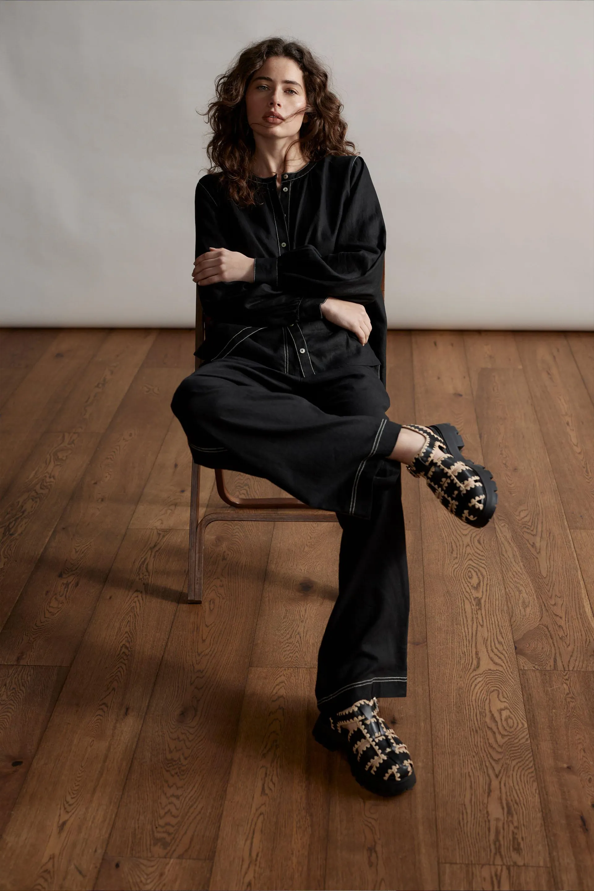 The Stitch Detail Wide Leg Pant