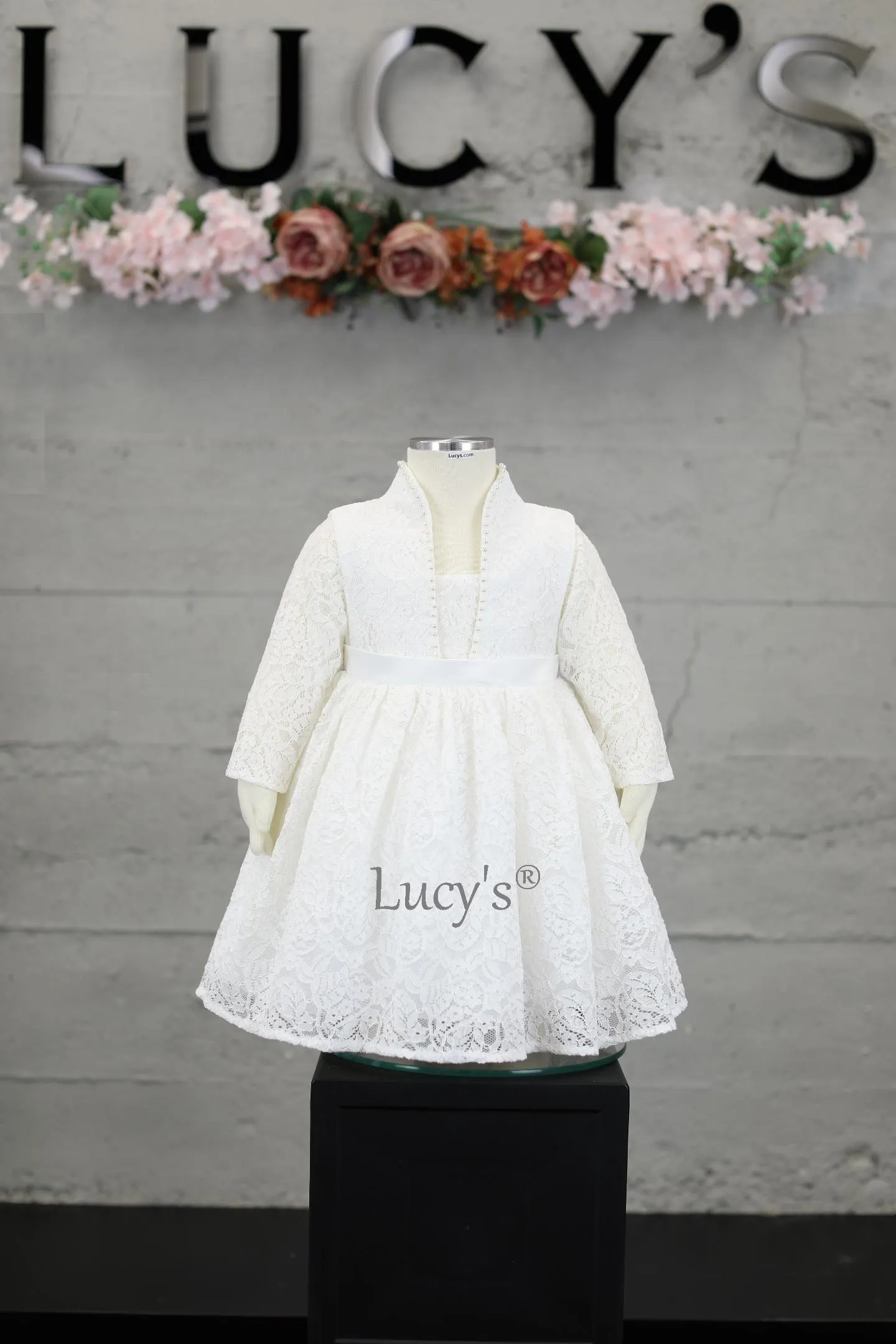 Belle Baby Girl Ivory Premium Long Sleeve Flower Girl Baby Dress - Nimble | Lucy's