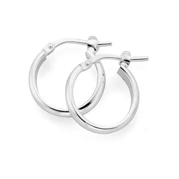 Sterling Silver 12mm Half Round Hoop Earrings