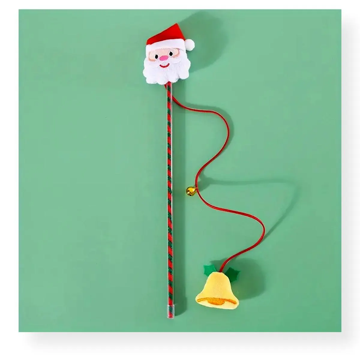 Feline Fine Best Christmas Ever Santa Cat Wand Toy