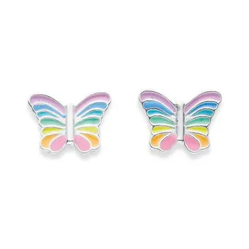 Sterling Silver Enamel Butterfly Studs