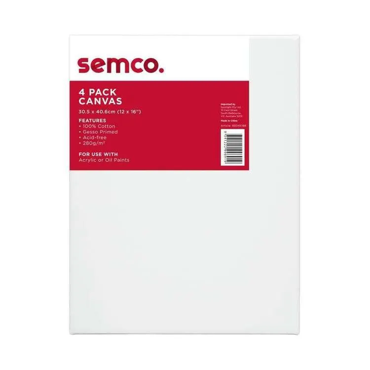 Semco Canvas 4 Pack White 12 x 16 in