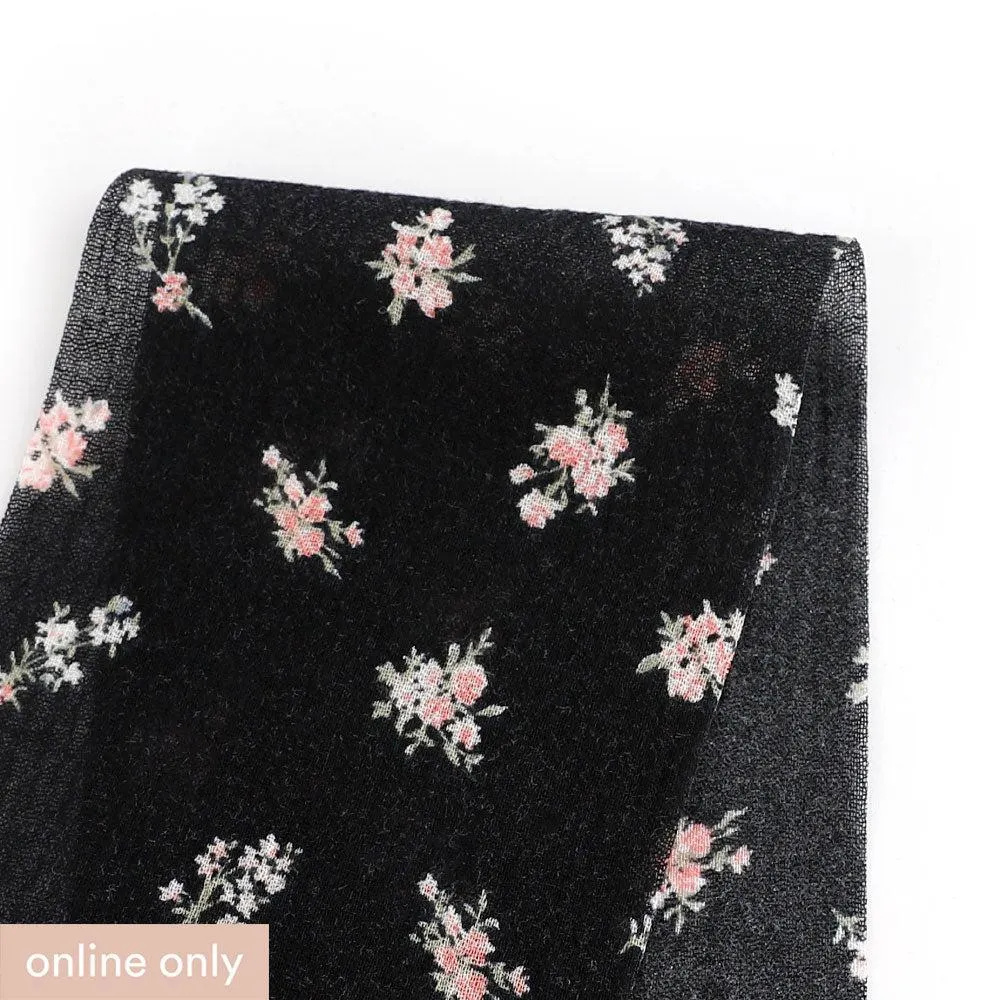 Cute Bouquet Cotton Muslin - Black