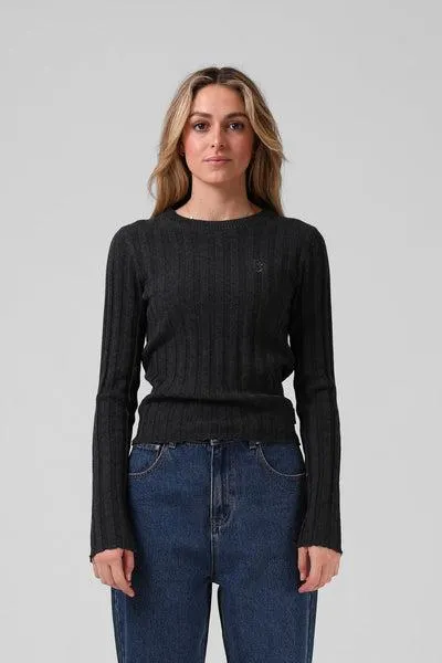 RPM Knitted L/S Tee Black Marl