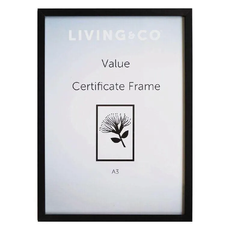 Living & Co Value Certificate Frame Black A4