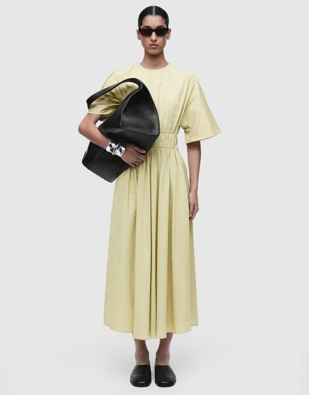 Gathered Open-Back Midi Dress