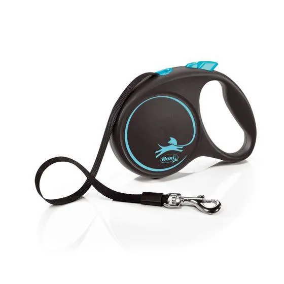 Flexi Black Dog Lead Tape Light Blue L 5m