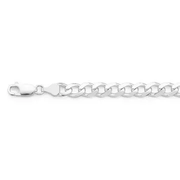 Sterling Silver 21.5cm Bevelled Curb Bracelet