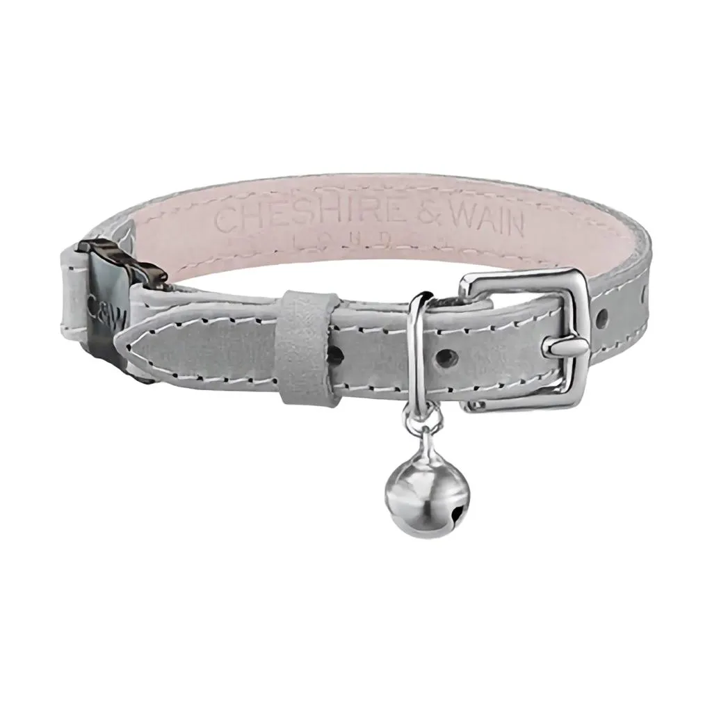 Heritage Leather Cat Collar - Mist Grey