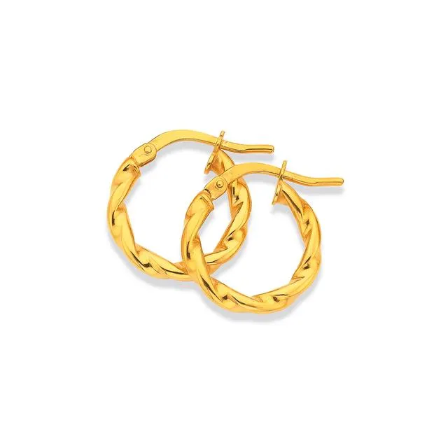 9ct, 14mm Twist Hoops