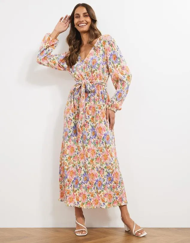 Alice Plisse Metalic Midi Dress