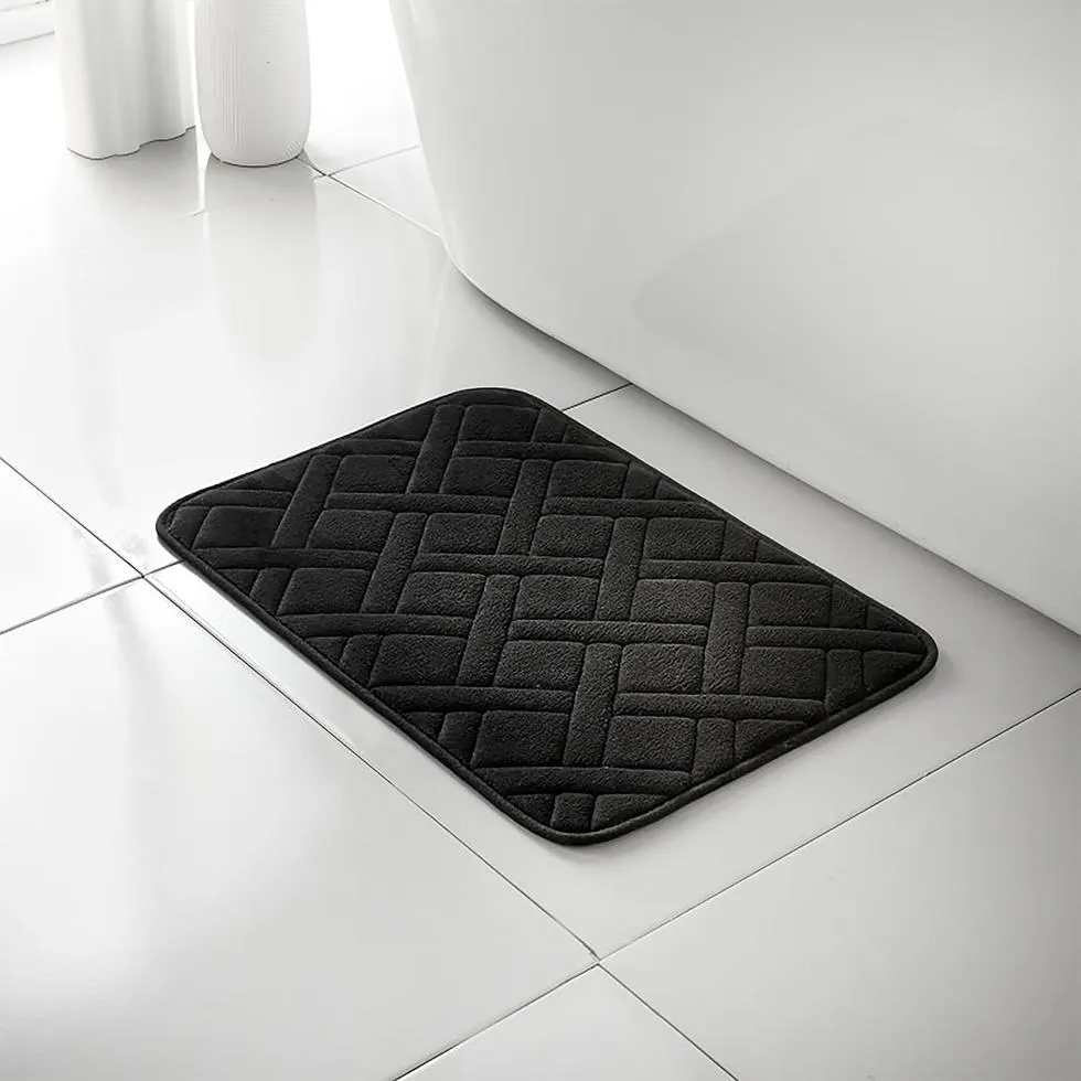 Luxe Memory Foam Bath Mat Black 60cm