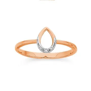 9ct Rose Gold Diamond Teardrop Ring