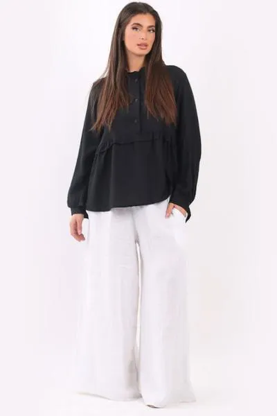 Ruffle Peplum Tunic Top Black