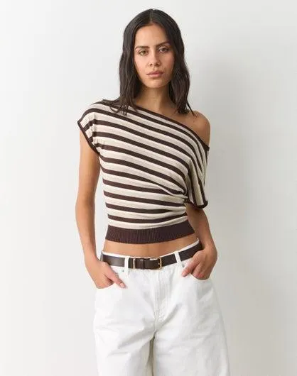Stripe Off Shoulder Knit Top